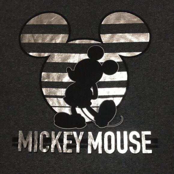 NWT Disney Graphic Tee Dark Gray Mickey Mouse Shiny Metallic Size XXL Unise - Picture 2 of 6